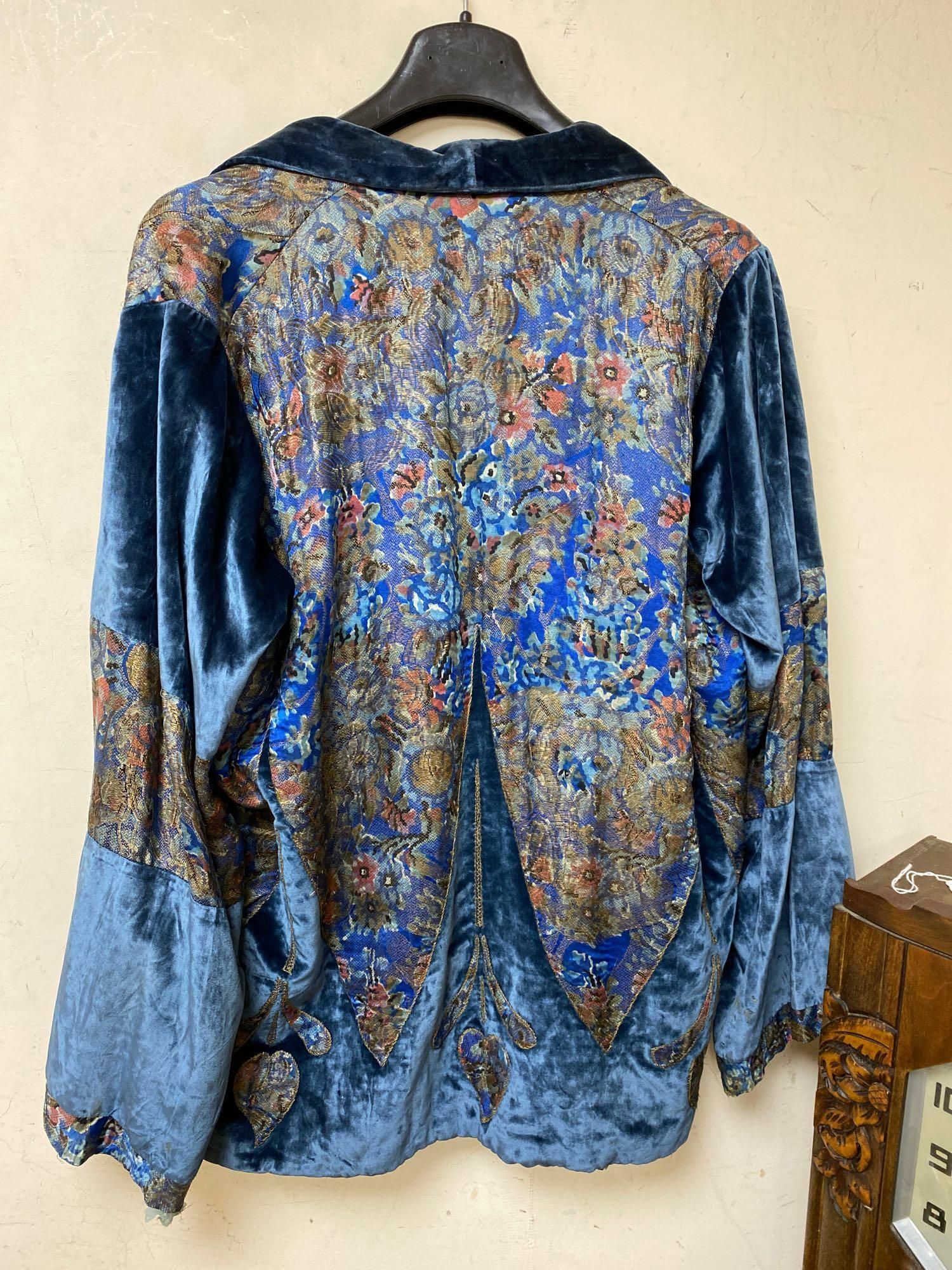 A Liberty & Co ladies embroidered silk and lurex brocade jacket, circa 1920, with original Liberty label